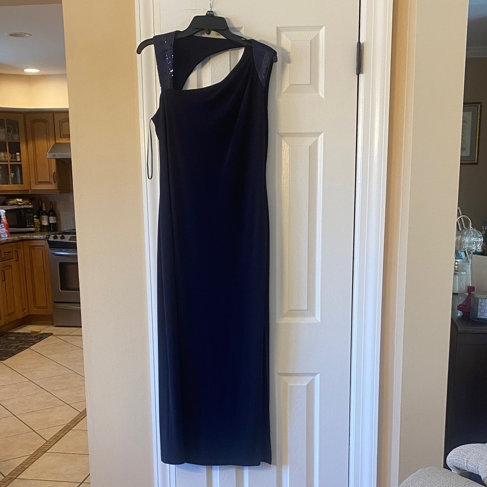 Calvin Klein Navy Sequin Strap Formal Dress